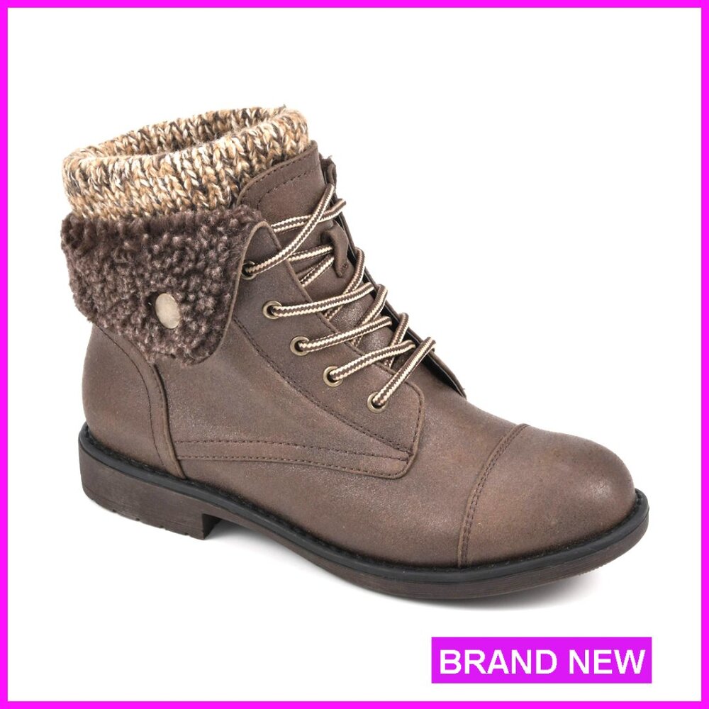 Hiking Style Bootie Ankle Boots Fleece Lined Casual Comfort Lightweight Trendy